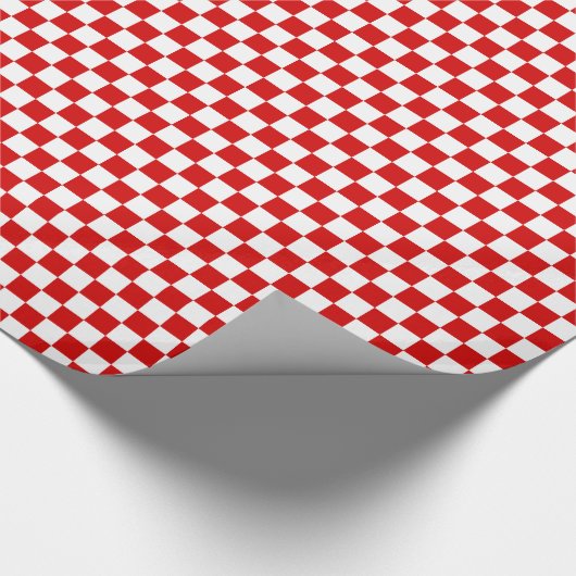 Patroon voor rode en witte cheques cadeaupapier (Hoek)