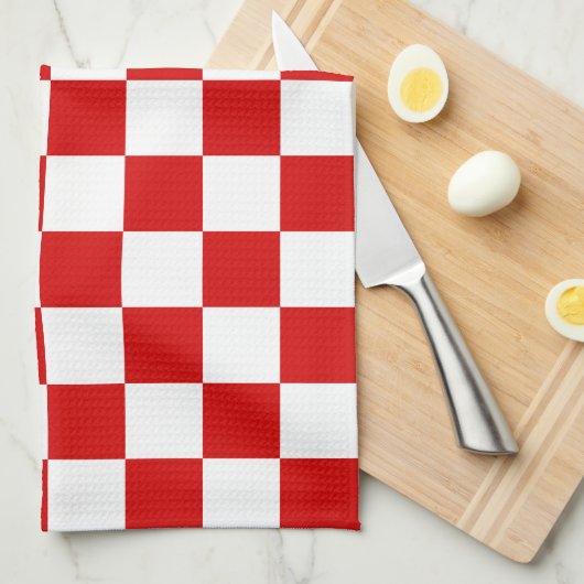 Patroon voor rode en witte cheques theedoek (Quarter Fold)