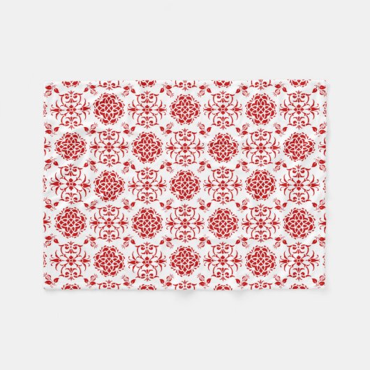 Patroon voor rode en witte kleuren in de Damasstij Fleece Deken (Voorkant (Horizontaal))