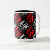 Patroon voor rode en zilverliefdespoten tweekleurige koffiemok (Voorkant rechts)