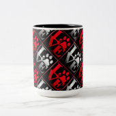 Patroon voor rode en zilverliefdespoten tweekleurige koffiemok (Center)