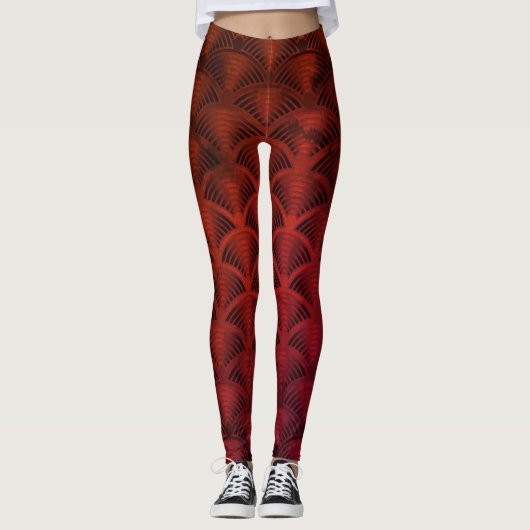 Patroon voor rode en zwarte golven leggings (Voorkant)