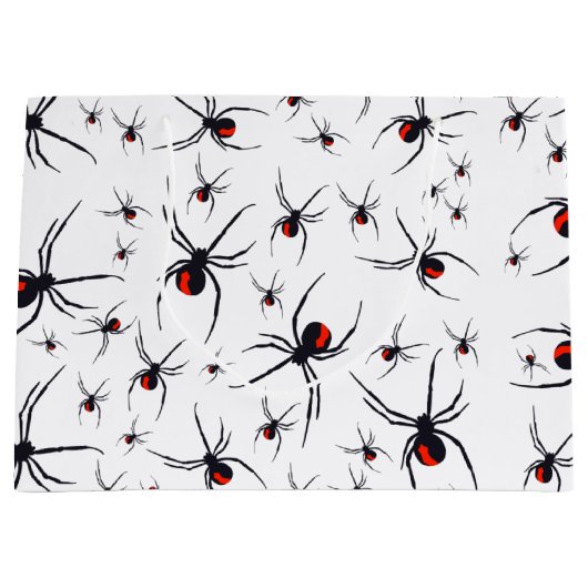 Patroon voor rode en zwarte spin groot cadeauzakje (Voorkant)