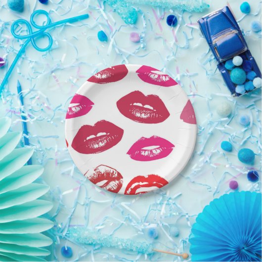 Patroon voor rode mondjes Aangepast Papieren Bordje (Feest)