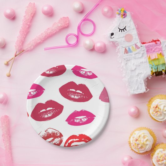 Patroon voor rode mondjes Aangepast Papieren Bordje (Feest)