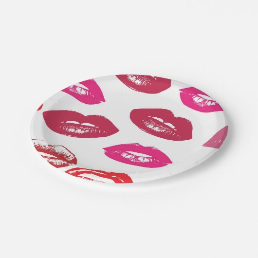 Patroon voor rode mondjes Aangepast Papieren Bordje (Gekanteld)