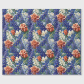 Patroon voor rode rozen en blauwvintonijn cadeaupapier (Vlak)