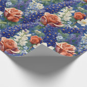 Patroon voor rode rozen en blauwvintonijn cadeaupapier (Hoek)