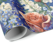 Patroon voor rode rozen en blauwvintonijn cadeaupapier (Rol Hoek)