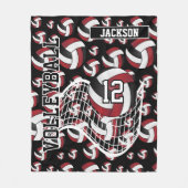 Patroon voor rode, zwarte en witte volleybal fleece deken (Voorkant)