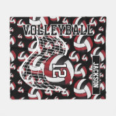 Patroon voor rode, zwarte en witte volleybal fleece deken (Voorkant (Horizontaal))