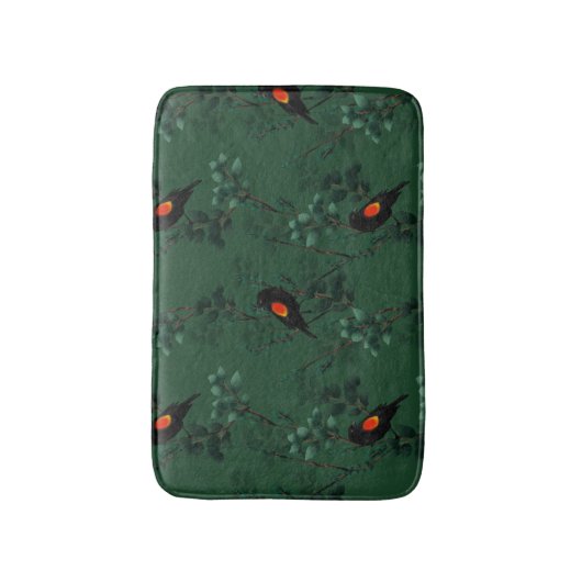 Patroon voor rode zwarte vogels badmat (Voorkant Verticaal)