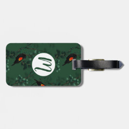 Patroon voor rode zwarte vogels bagagelabel