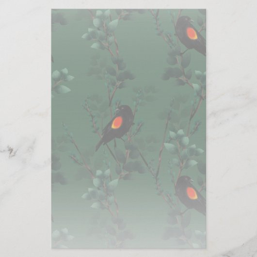 Patroon voor rode zwarte vogels briefpapier (Voorkant)