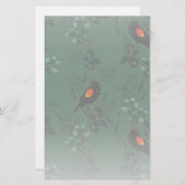 Patroon voor rode zwarte vogels briefpapier (Voorkant / Achterkant)