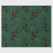 Patroon voor rode zwarte vogels cadeaupapier (Vlak)