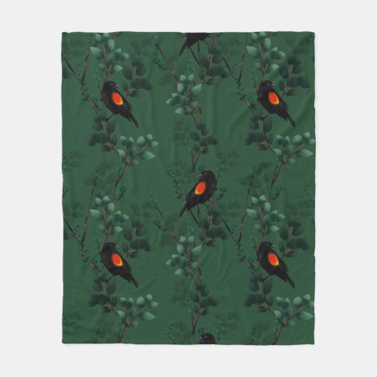 Patroon voor rode zwarte vogels fleece deken (Voorkant)