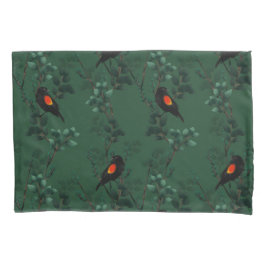 Patroon voor rode zwarte vogels kussensloop