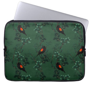 Patroon voor rode zwarte vogels laptop sleeve