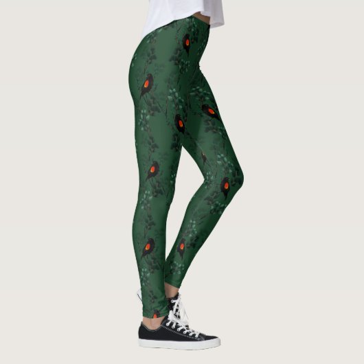 Patroon voor rode zwarte vogels leggings (Rechts)