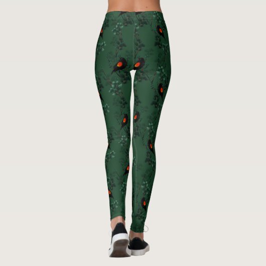 Patroon voor rode zwarte vogels leggings (Achterkant)
