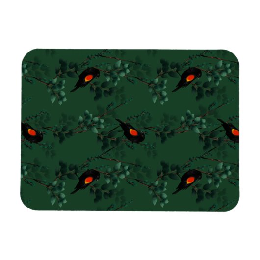 Patroon voor rode zwarte vogels magneet (Horizontaal)