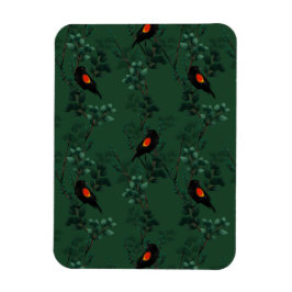 Patroon voor rode zwarte vogels magneet