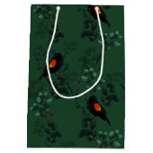 Patroon voor rode zwarte vogels medium cadeauzakje (Achterkant)