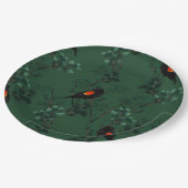 Patroon voor rode zwarte vogels papieren bordje (Gekanteld)