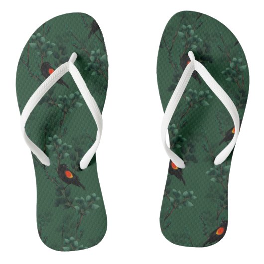 Patroon voor rode zwarte vogels teenslippers (Voetbed)