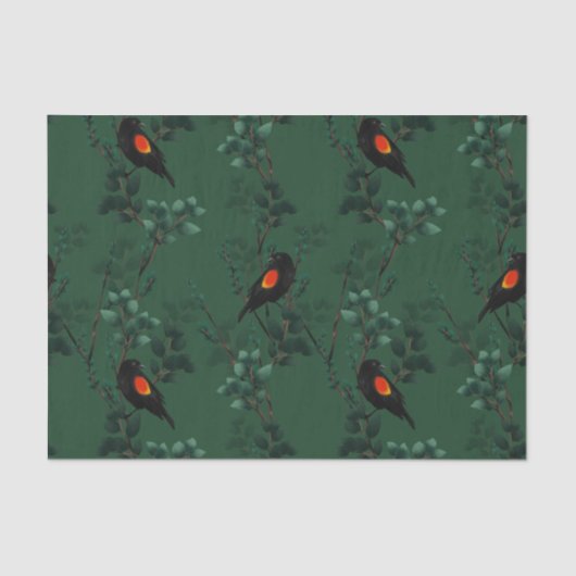 Patroon voor rode zwarte vogels tissuepapier (Voorkant)