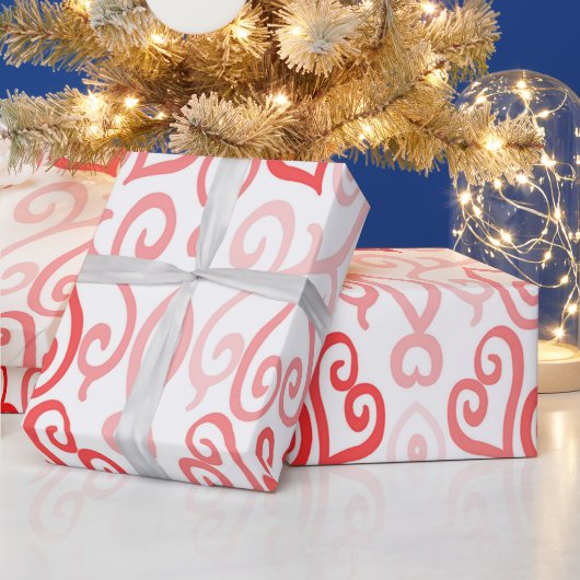 Patroon voor rood en roze hart cadeaupapier (Feestdagen)