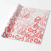 Patroon voor rood en roze hart cadeaupapier (Uitgerold)