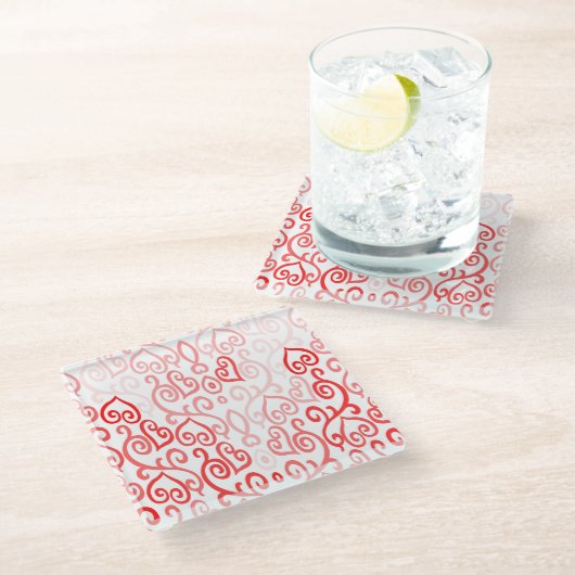 Patroon voor rood en roze hart glazen onderzetter (Schuin)