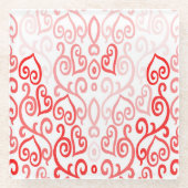 Patroon voor rood en roze hart glazen onderzetter (Voorkant)