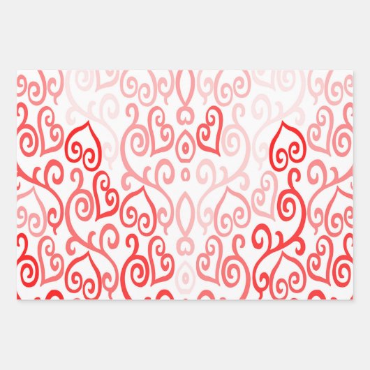 Patroon voor rood en roze hart inpakpapier vel (Voorkant 2)