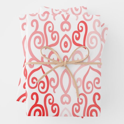 Patroon voor rood en roze hart inpakpapier vel (In situ)