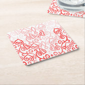 Patroon voor rood en roze hart kartonnen onderzetters (Schuin)