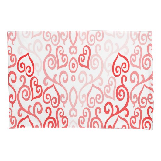 Patroon voor rood en roze hart kussensloop (Voorkant-Links)