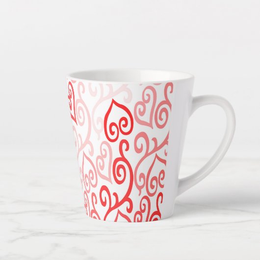 Patroon voor rood en roze hart latte mok (Rechts)