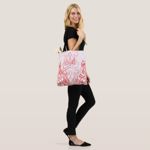 Patroon voor rood en roze hart tote bag