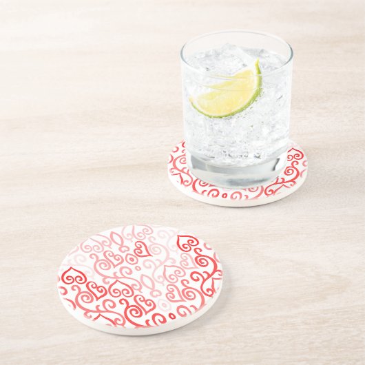 Patroon voor rood en roze hart zandsteen onderzetter (Zijkant)