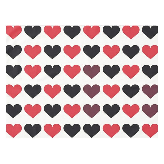 Patroon voor rood en zwart hart tafelkleed (Voorkant (Horizontaal))