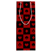 Patroon voor roodkleurige en zwarte casino-poker wijn cadeautas (Achterkant)
