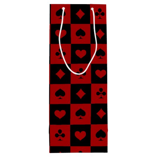 Patroon voor roodkleurige en zwarte casino-poker wijn cadeautas