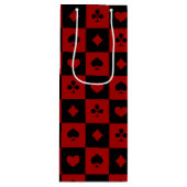 Patroon voor roodkleurige en zwarte casino-poker wijn cadeautas (Voorkant)