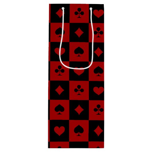 Patroon voor roodkleurige en zwarte casino-poker wijn cadeautas