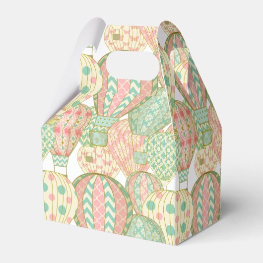 Patroon voor roze en Aqua Blue Hot Air-luchtballon Bedankdoosjes (Achterkant)