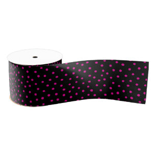 Patroon voor roze en zwarte Confetti Stippen Grosgrain Lint