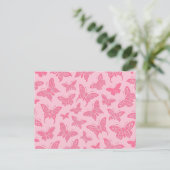 Patroon voor roze vlinders briefkaart (Staand voorkant)